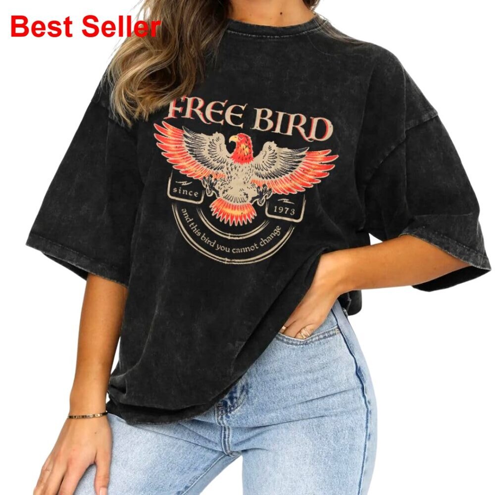 Vintage Rock Band Graphic Tee Loose Fit Short Sleeve Women's T-Shirt